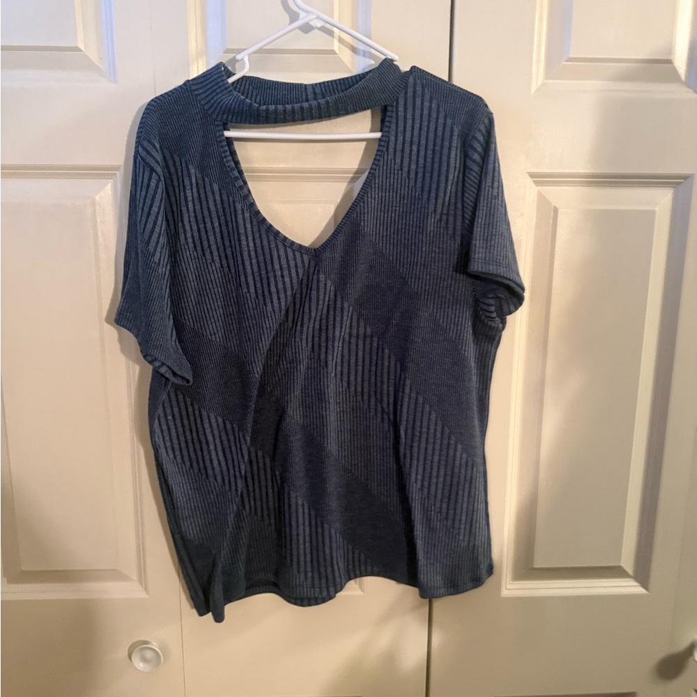 Blush Deep Blue Patterned Short Sleeve Tee